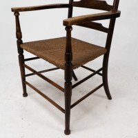 Morris and Co. A rare Arts and Crafts ladder back rush seat armchair - Thumbnail 13