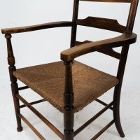 Morris and Co. A rare Arts and Crafts ladder back rush seat armchair - Thumbnail 14