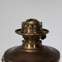 WAS Benson. An Arts & Crafts Copper and Brass Telescopic Standard Oil Lamp - Thumbnail 7