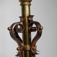 WAS Benson. An Arts & Crafts Copper and Brass Telescopic Standard Oil Lamp - Thumbnail 10