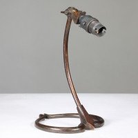 W. A. S. Benson – Arts and Crafts Brass Swan Table Light with Heart-Shaped Base - Thumbnail 2