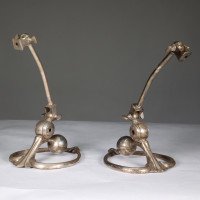 W. A. S. Benson. A Pair of Arts & Crafts Patinated Silver Table Lamp with Heart Shaped Base & Counter Weight Ball - Thumbnail 2