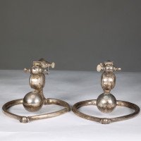 W. A. S. Benson. A Pair of Arts & Crafts Patinated Silver Table Lamp with Heart Shaped Base & Counter Weight Ball - Thumbnail 3