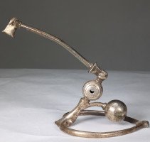 W. A. S. Benson. A Pair of Arts & Crafts Patinated Silver Table Lamp with Heart Shaped Base & Counter Weight Ball - Thumbnail 4