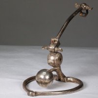 W. A. S. Benson. A Pair of Arts & Crafts Patinated Silver Table Lamp with Heart Shaped Base & Counter Weight Ball - Thumbnail 8