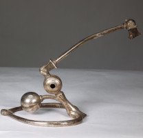 W. A. S. Benson. A Pair of Arts & Crafts Patinated Silver Table Lamp with Heart Shaped Base & Counter Weight Ball - Thumbnail 9