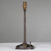 Arts and Crafts Pair of Hand Wrought and Twisted Iron Table Lamps (c.1900) - Thumbnail 6