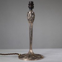 Pair of Arts & Crafts Silver-Plated Table Lamps with Stylised Floral Relief - Thumbnail 4