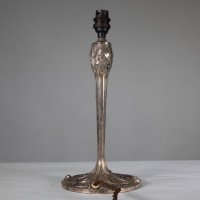 Pair of Arts & Crafts Silver-Plated Table Lamps with Stylised Floral Relief - Thumbnail 5