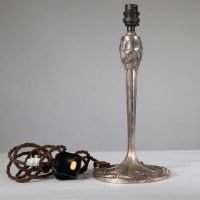 Pair of Arts & Crafts Silver-Plated Table Lamps with Stylised Floral Relief - Thumbnail 9