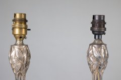 Pair of Arts & Crafts Silver-Plated Table Lamps with Stylised Floral Relief - Thumbnail 10