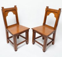 Bruce Talbert, attributed. A Pair of Gothic Revival Walnut Hall Chairs - Thumbnail 1
