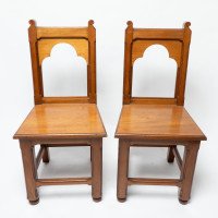 Bruce Talbert, attributed. A Pair of Gothic Revival Walnut Hall Chairs - Thumbnail 2