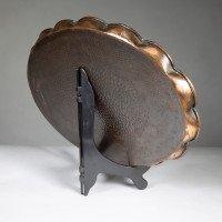 Arts and Crafts, c.1910 Copper Tray with Floral Decoration and Folded Wavy Edge - Thumbnail 8