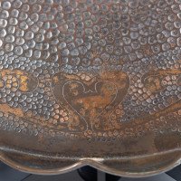 Arts and Crafts, c.1910 Copper Tray with Floral Decoration and Folded Wavy Edge - Thumbnail 7