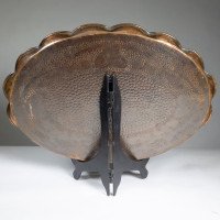 Arts and Crafts, c.1910 Copper Tray with Floral Decoration and Folded Wavy Edge - Thumbnail 9
