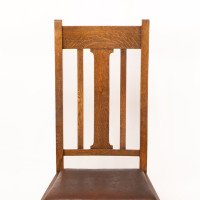 A Set of Four Arts & Crafts Oak Dining Chairs with Comfortable Shaped Backs - Thumbnail 10
