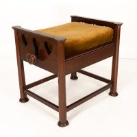 J. S. Henry in the Style of Voysey. An Arts & Crafts Walnut Adjustable Piano Stool - Thumbnail 1