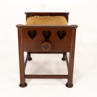 J. S. Henry in the Style of Voysey. An Arts & Crafts Walnut Adjustable Piano Stool - Thumbnail 3