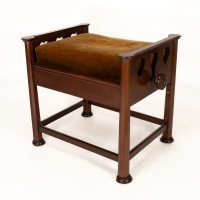 J. S. Henry in the Style of Voysey. An Arts & Crafts Walnut Adjustable Piano Stool - Thumbnail 8