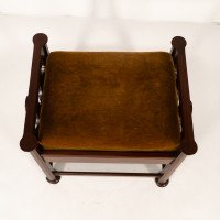 J. S. Henry in the Style of Voysey. An Arts & Crafts Walnut Adjustable Piano Stool - Thumbnail 9