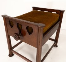 J. S. Henry in the Style of Voysey. An Arts & Crafts Walnut Adjustable Piano Stool - Thumbnail 11