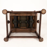 J. S. Henry in the Style of Voysey. An Arts & Crafts Walnut Adjustable Piano Stool - Thumbnail 14