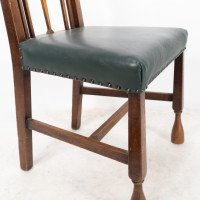 Liberty & Co., attributed. Set of 3 Dining Chairs with Voysey Style Inlaid Pewter Heart - Thumbnail 13