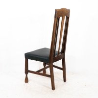 Liberty & Co., attributed. Set of 3 Dining Chairs with Voysey Style Inlaid Pewter Heart - Thumbnail 17