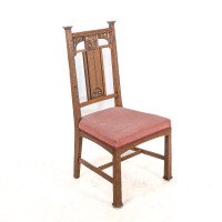 Robson & Sons – Set of 4 Arts and Crafts oak chairs with carved floral backs - Thumbnail 4