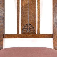 Robson & Sons – Set of 4 Arts and Crafts oak chairs with carved floral backs - Thumbnail 11