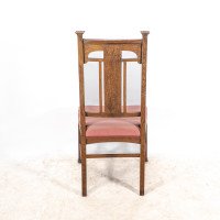 Robson & Sons – Set of 4 Arts and Crafts oak chairs with carved floral backs - Thumbnail 18