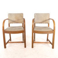 Heals – Art Deco Oak Armchairs with Rounded Arms, Set of Four - Thumbnail 3