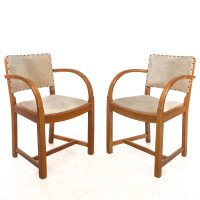Heals – Art Deco Oak Armchairs with Rounded Arms, Set of Four - Thumbnail 4