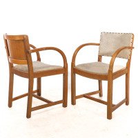 Heals – Art Deco Oak Armchairs with Rounded Arms, Set of Four - Thumbnail 6