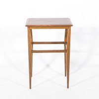 Arts and Crafts Oak Side Table with Moulded Edge and Tapered Legs - Thumbnail 2