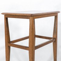 Arts and Crafts Oak Side Table with Moulded Edge and Tapered Legs - Thumbnail 14