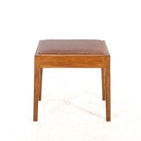 An Arts & Crafts Oak Stool with Professional Reupholstered Leather Seat - Thumbnail 2