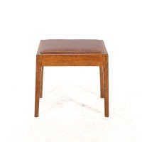 An Arts & Crafts Oak Stool with Professional Reupholstered Leather Seat - Thumbnail 5