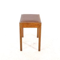 An Arts & Crafts Oak Stool with Professional Reupholstered Leather Seat - Thumbnail 7