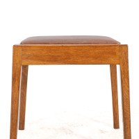 An Arts & Crafts Oak Stool with Professional Reupholstered Leather Seat - Thumbnail 10