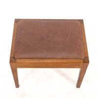 An Arts & Crafts Oak Stool with Professional Reupholstered Leather Seat - Thumbnail 9