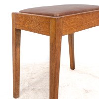 An Arts & Crafts Oak Stool with Professional Reupholstered Leather Seat - Thumbnail 12