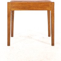 An Arts & Crafts Oak Stool with Professional Reupholstered Leather Seat - Thumbnail 13