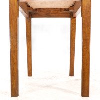 An Arts & Crafts Oak Stool with Professional Reupholstered Leather Seat - Thumbnail 15