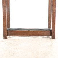 Arts and Crafts Oak Umbrella and Stick Stand with Green and Mustard Tiles c.1910 - Thumbnail 12