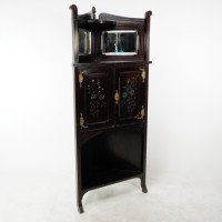 An Aesthetic Movement Mahogany Corner Cabinet with Incised Floral Decoration - Thumbnail 2