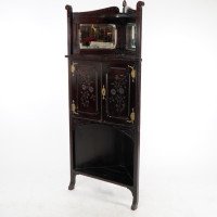 An Aesthetic Movement Mahogany Corner Cabinet with Incised Floral Decoration - Thumbnail 3