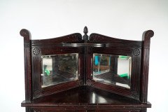An Aesthetic Movement Mahogany Corner Cabinet with Incised Floral Decoration - Thumbnail 5
