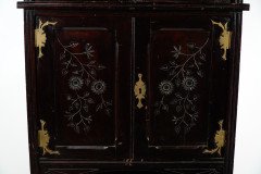 An Aesthetic Movement Mahogany Corner Cabinet with Incised Floral Decoration - Thumbnail 9
